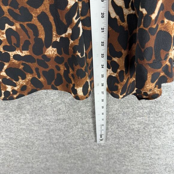 Rafaella Blouse Women S Small Brown Animal Print V-Neck Long Sleeve Pockets - Picture 5 of 6